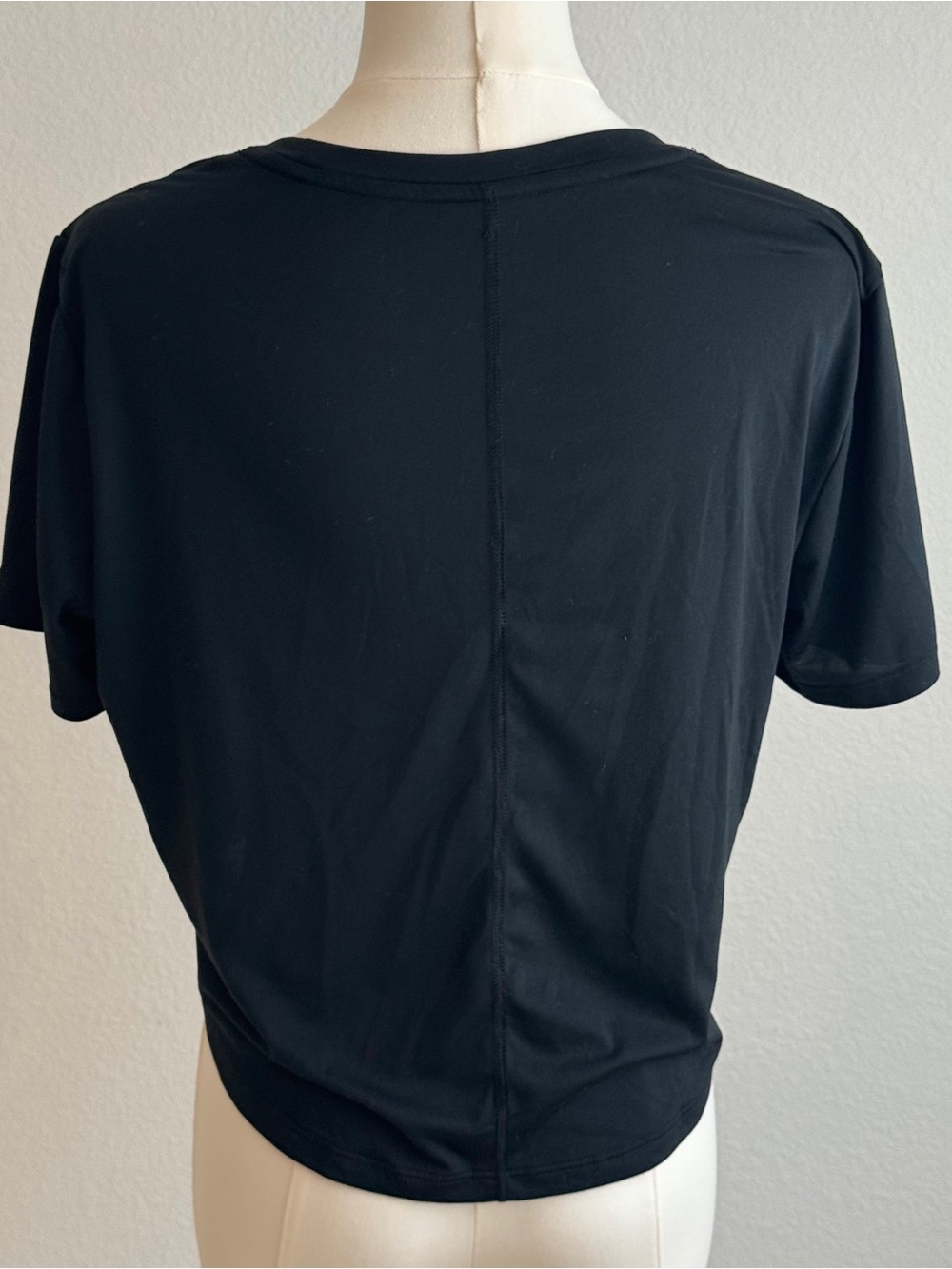 Nike Black Cropped Performance Tee with White Swoosh - Picture 2 of 5